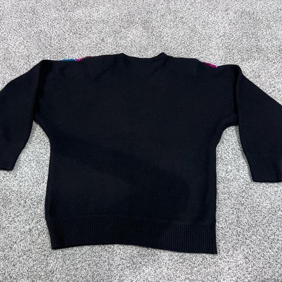 Vintage Marnie West Black Sequin Beaded Full Sleeve Wool Rabbit Hair Sweater M - Picture 8 of 9